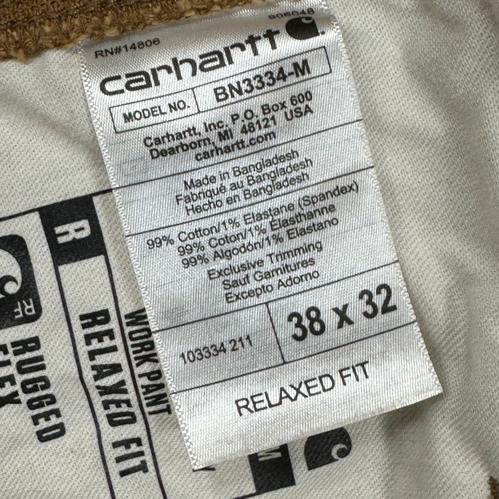 Carhartt Rugged Flex Pant Mens 38x32 Brown Duck Double Front Utility Relaxed Fit - Picture 4 of 13